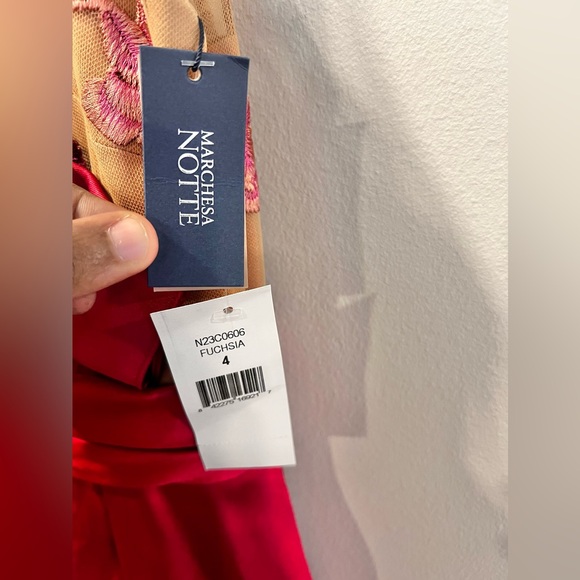 NWT Marchesa Notte Draped Mikado Fuchsia Cocktail Dress Size 4 /Small - Picture 6 of 9